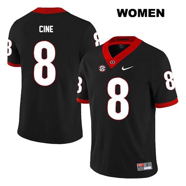 Georgia Bulldogs Women's Lewis Cine #8 NCAA Legend Authentic Black Nike Stitched College Football Jersey GMF0456FA